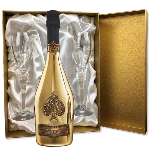 Armand de Brignac Brut Gold 75cl in Gold Presentation Set With Flutes